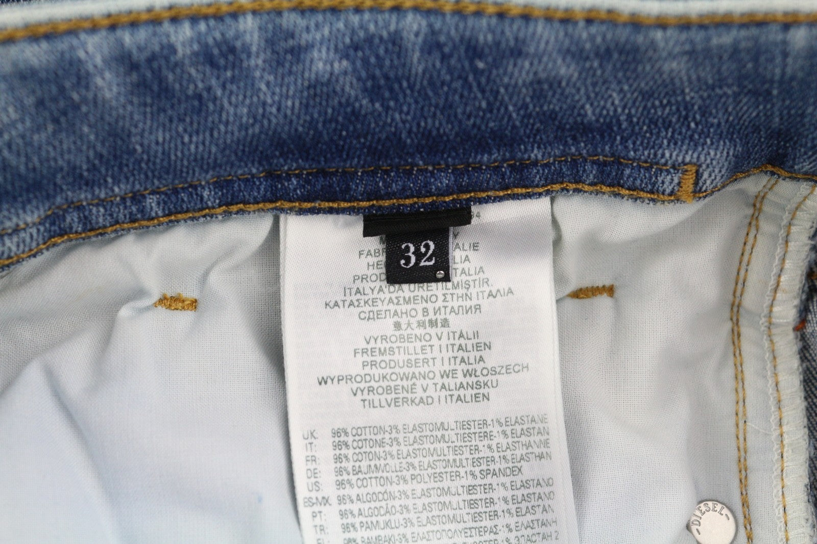 DIESEL Sleenker-Z 09C01 Men's W32/L32 Skinny Washed Blue Zip Fly Denim RRP195