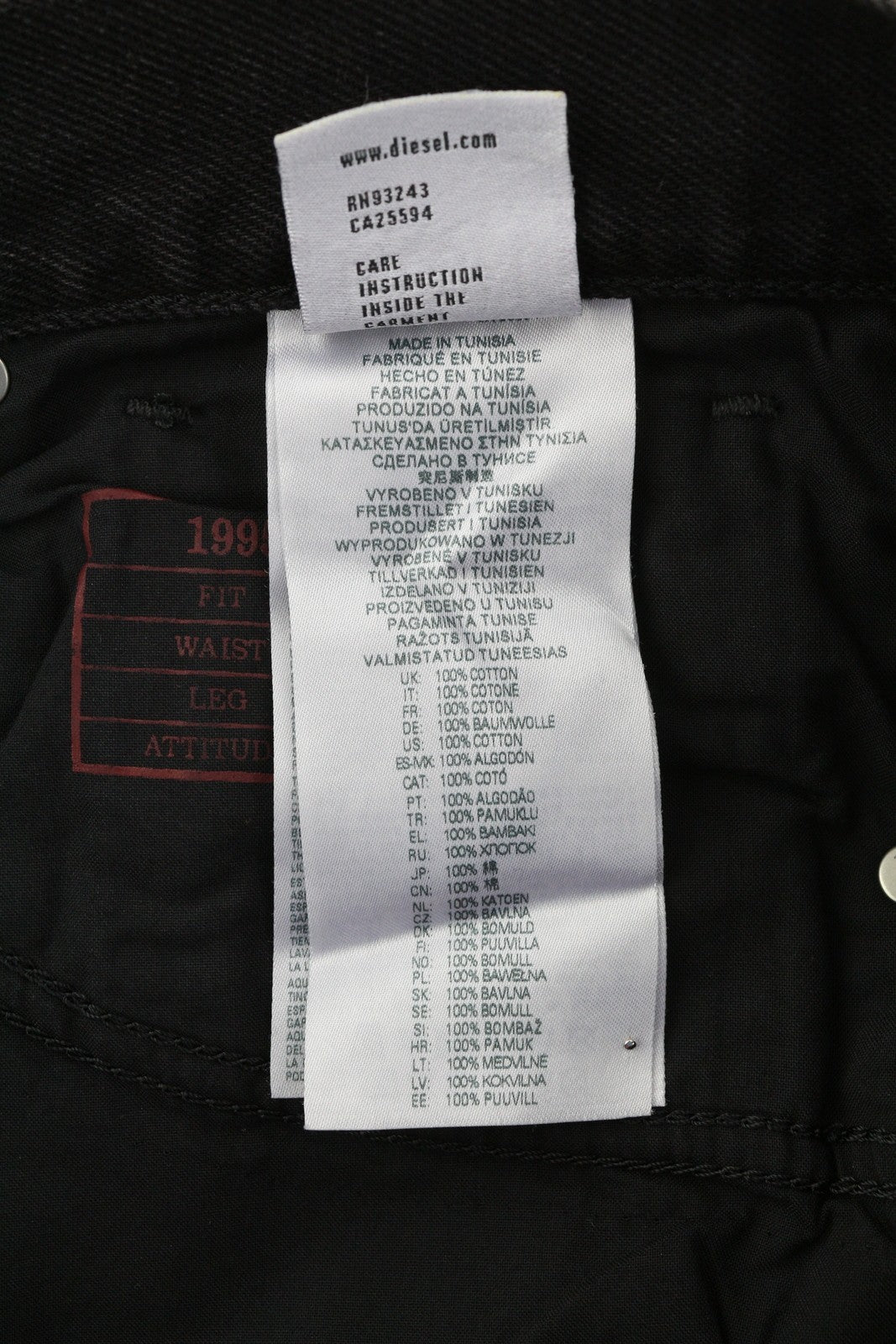 DIESEL 1995 D-Sark 09B88 Men's W34/L32 Slim Straight Black Denim Jeans RRP185