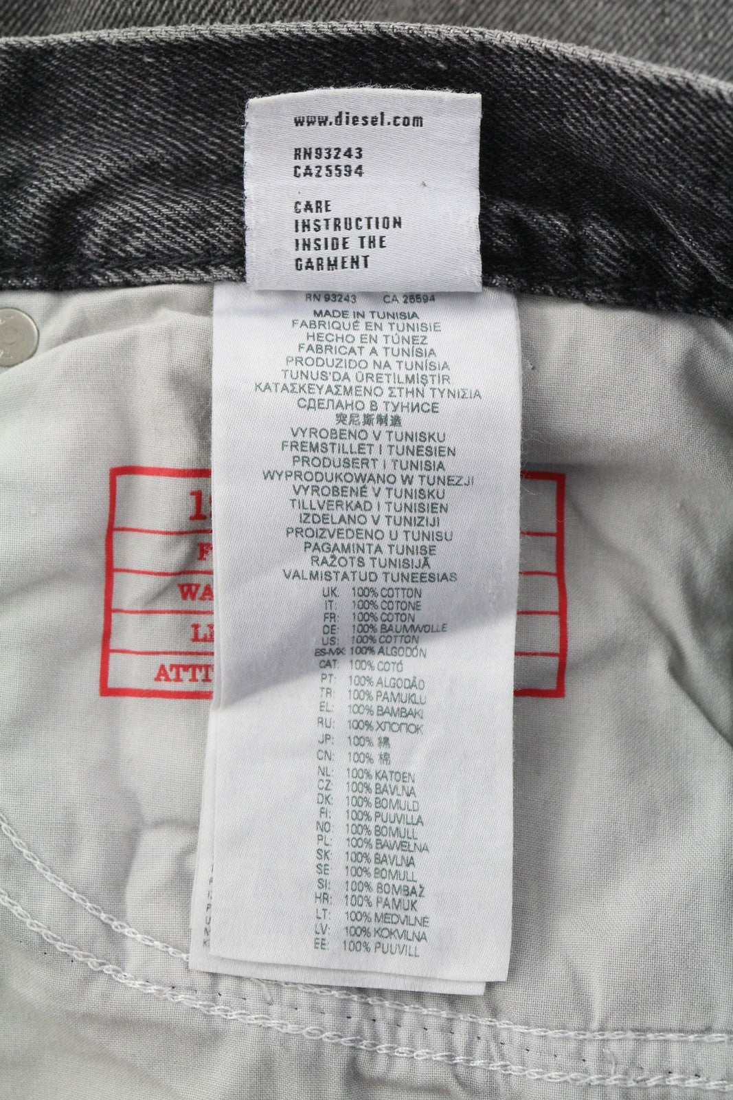 DIESEL 1995 007K8 Men's W34/L32 Slim Straight Distressed Grey Denim RRP195