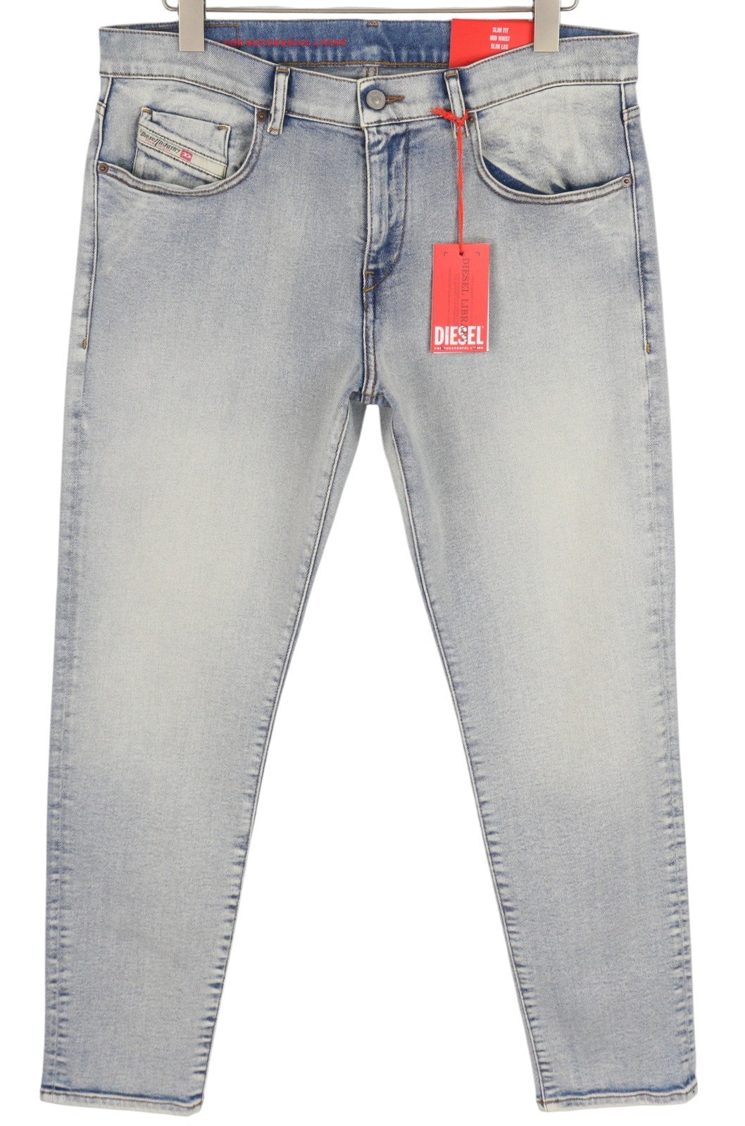 DIESEL 2019 D-Strukt 9C08L Men's W34/L30 Slim Washed Blue Zip Fly Denim RRP250