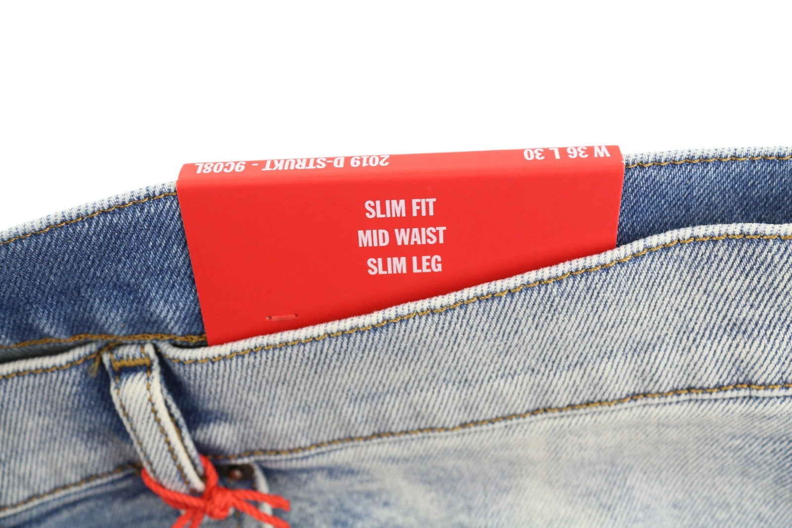 DIESEL 2019 D-Strukt 9C08L Men's W36/L30 Slim Zip Fly Denim Washed Blue RRP250