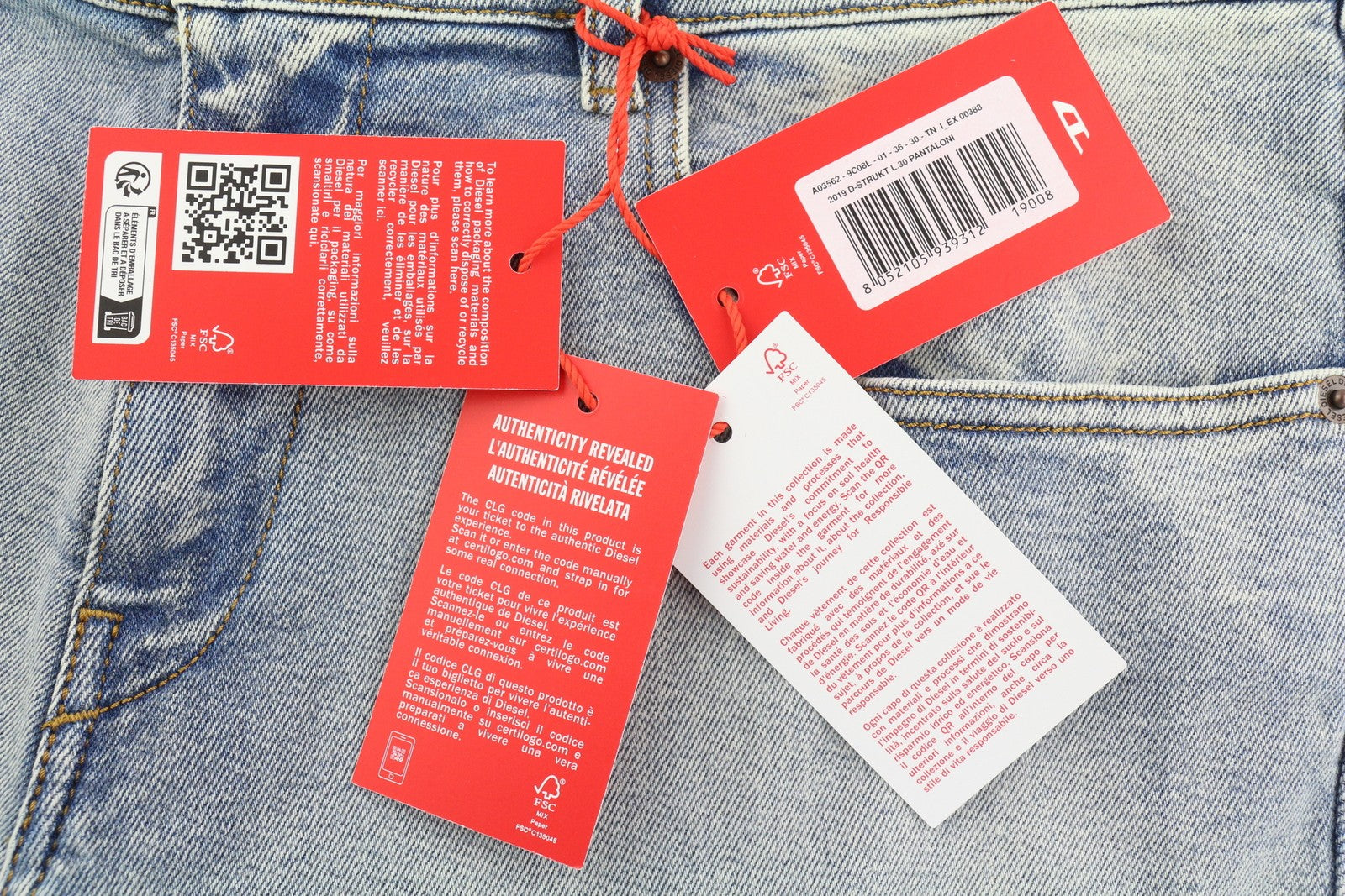 DIESEL 2019 D-Strukt 9C08L Men's W36/L30 Slim Zip Fly Denim Washed Blue RRP250