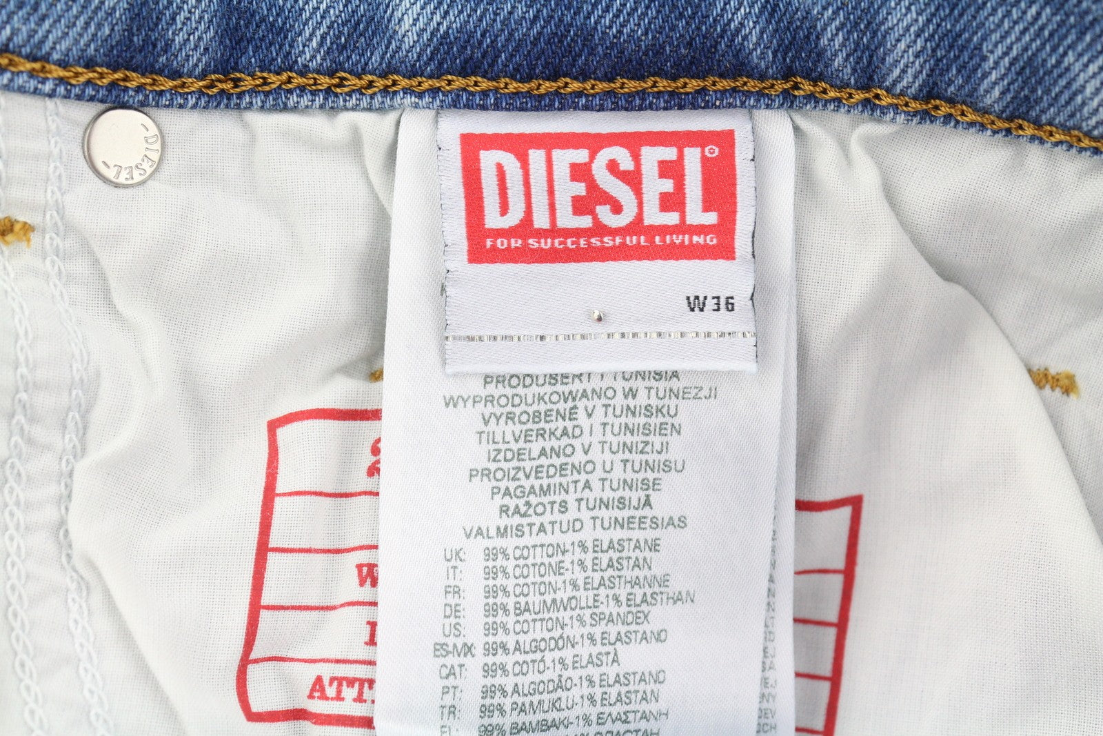 DIESEL 2019 D-Strukt 9C08L Men's W36/L30 Slim Zip Fly Denim Washed Blue RRP250