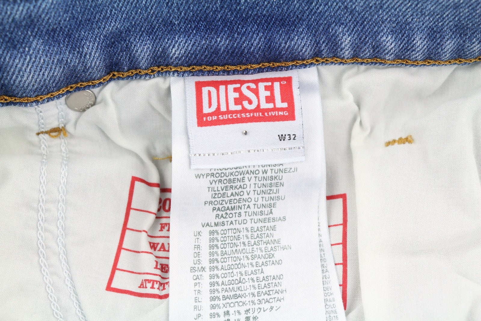 DIESEL 2019 D-Strukt 9C08L Men's W32/L30 Slim Blue Washed Zip Fly Denim RRP250