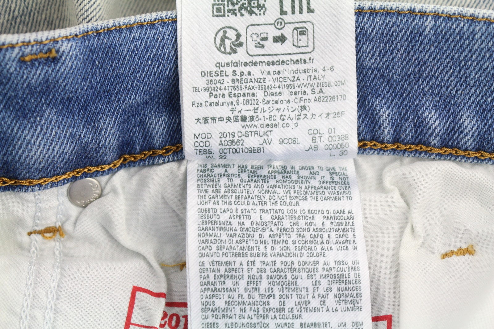DIESEL 2019 D-Strukt 9C08L Men's W32/L30 Slim Blue Washed Zip Fly Denim RRP250
