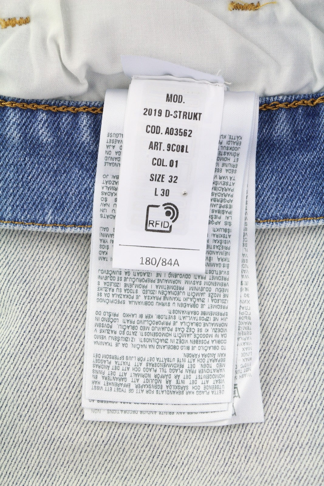 DIESEL 2019 D-Strukt 9C08L Men's W32/L30 Slim Blue Washed Zip Fly Denim RRP250