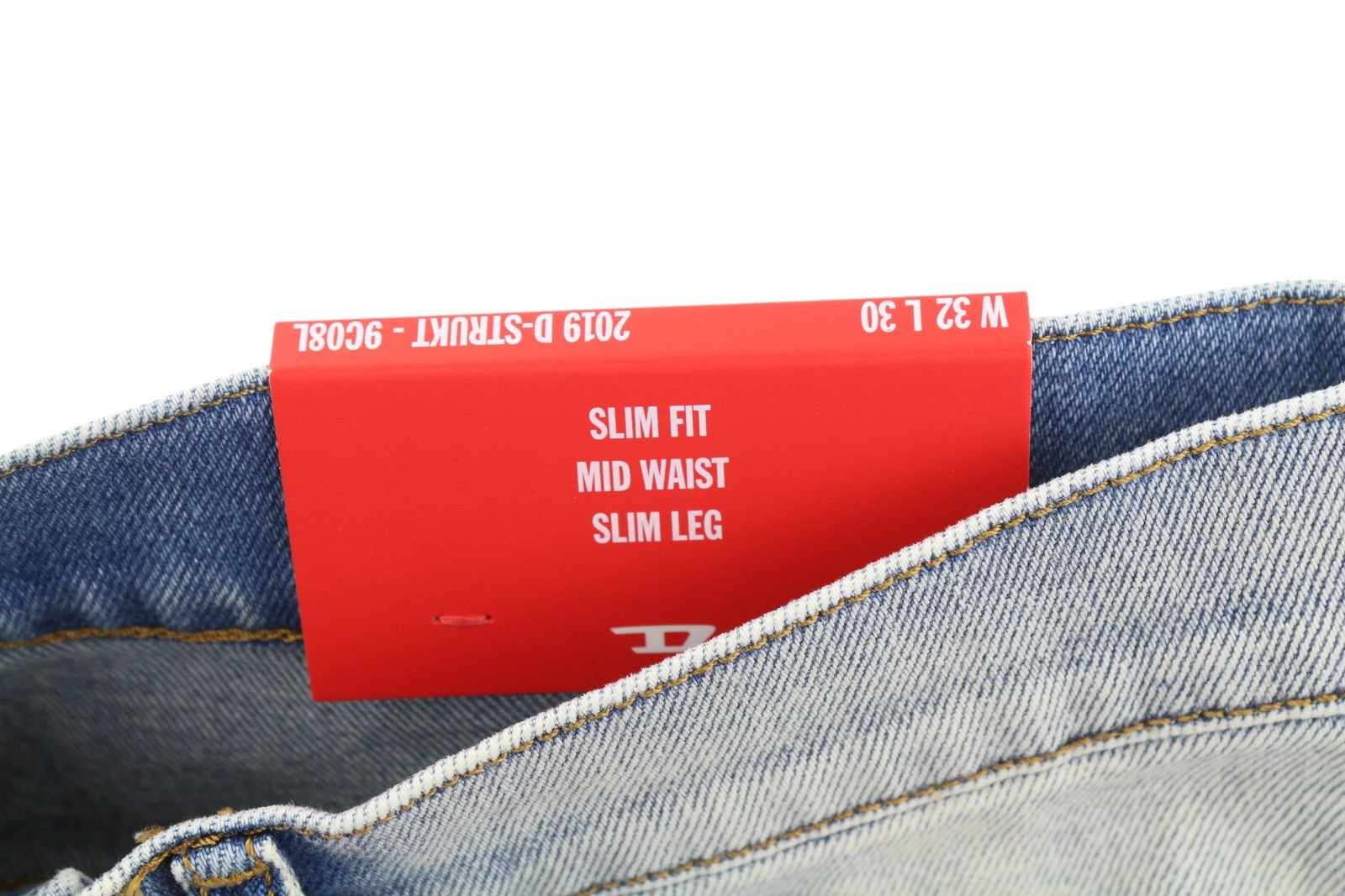 DIESEL 2019 D-Strukt 9C08L Men's W32/L30 Slim Blue Washed Zip Fly Denim RRP250