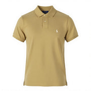 RALPH LAUREN Custom Slim Fit Men Polos S Beige Embroidered Logo Short Sleeve