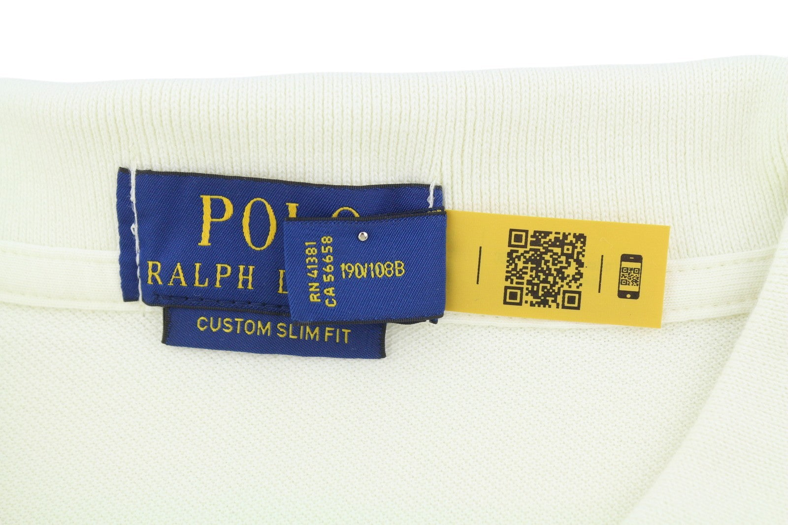 RALPH LAUREN Custom Slim Fit Men Polos 2XL Cream Embroidered Logo Short Sleeve