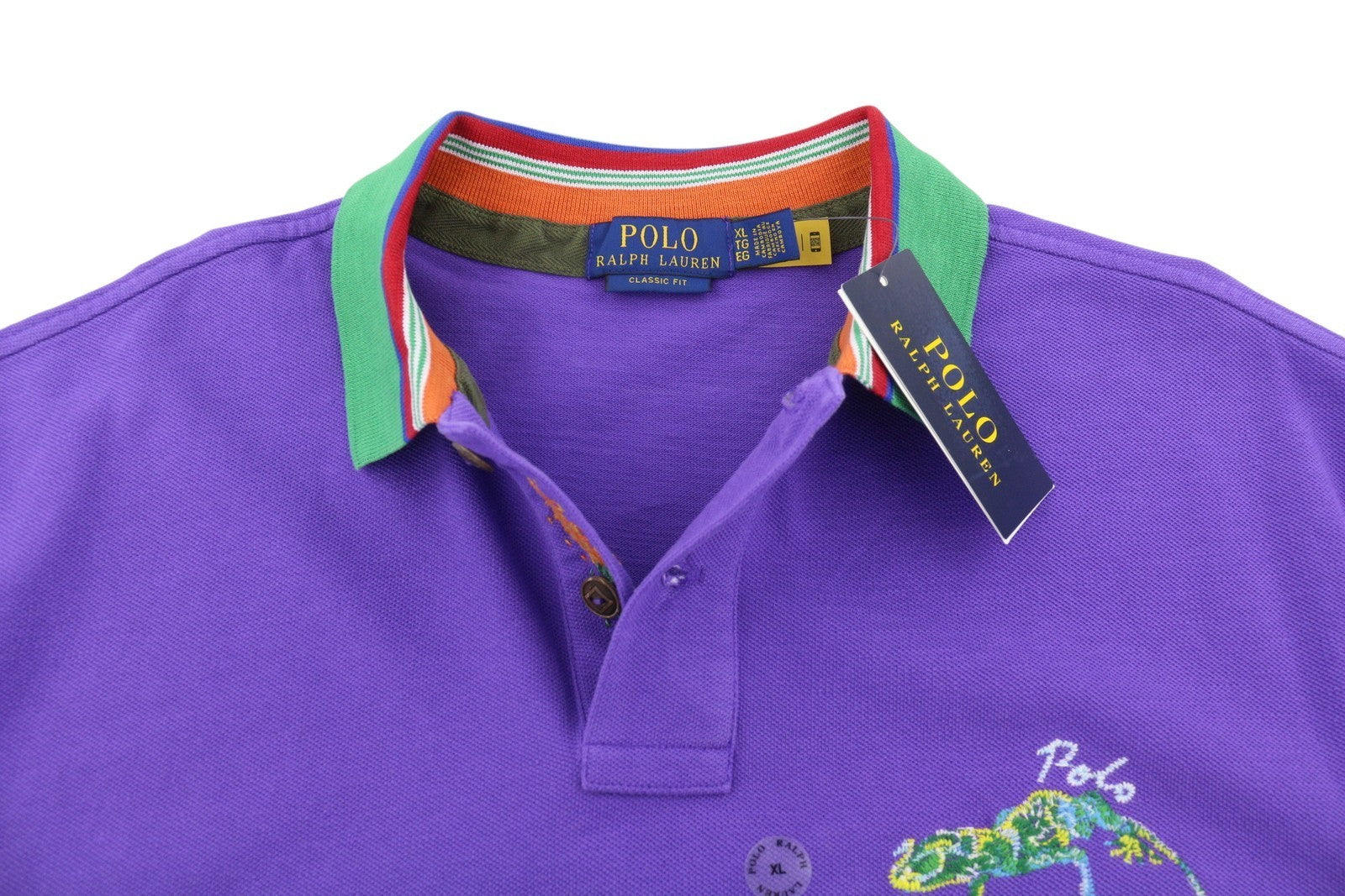 RALPH LAUREN Classic Fit Men Polos XL Purple Embroidered Logo Short Sleeve