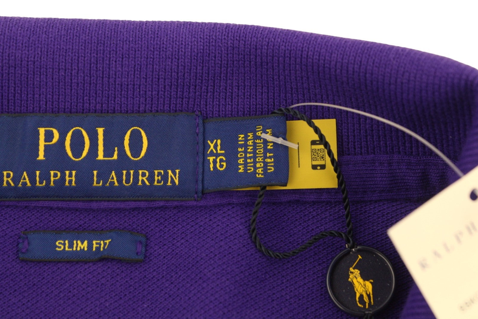 RALPH LAUREN Slim Fit Men Polos XL Purple Cotton Embroidered Logo Short Sleeve
