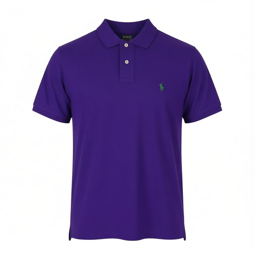 RALPH LAUREN Slim Fit Men Polos M Purple Cotton Embroidered Logo Short Sleeve