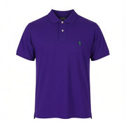 RALPH LAUREN Slim Fit Men Polos M Purple Cotton Embroidered Logo Short Sleeve
