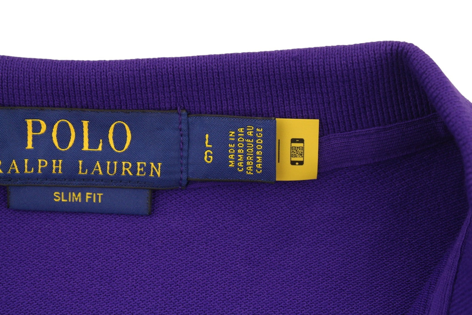 RALPH LAUREN Slim Fit Men Polos L Purple Cotton Embroidered Logo Short Sleeve
