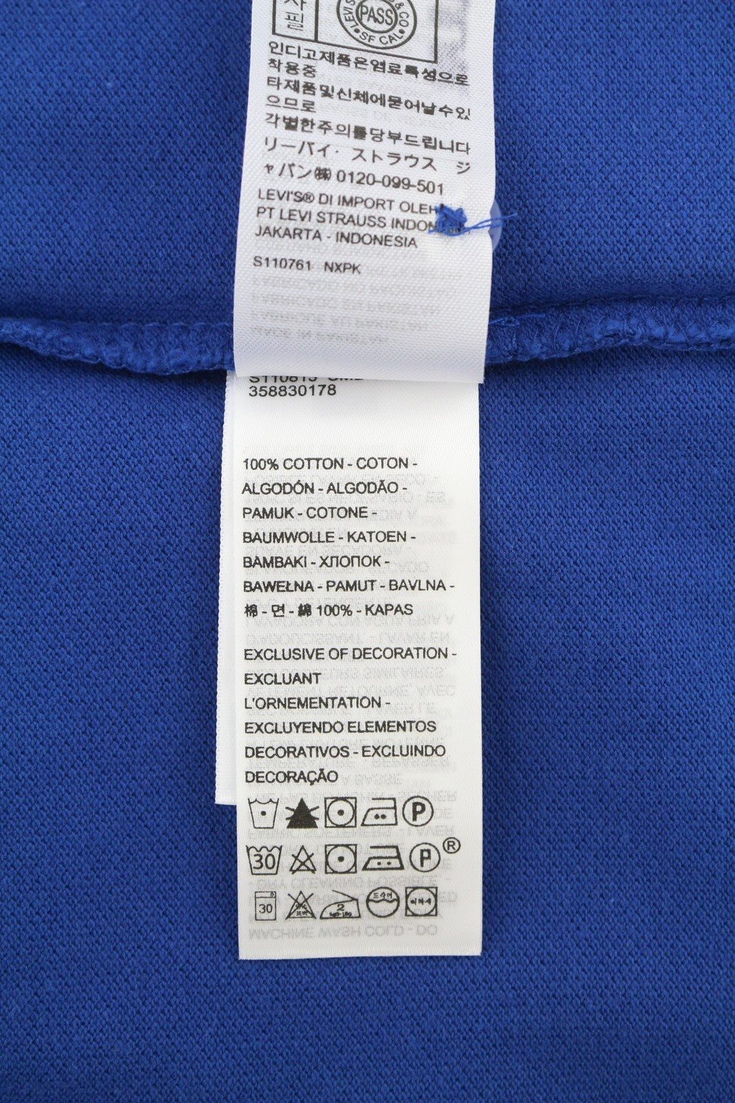 LEVI'S Standard Fit Men Polos XL Blue Cotton Patch Logo Short Sleeved