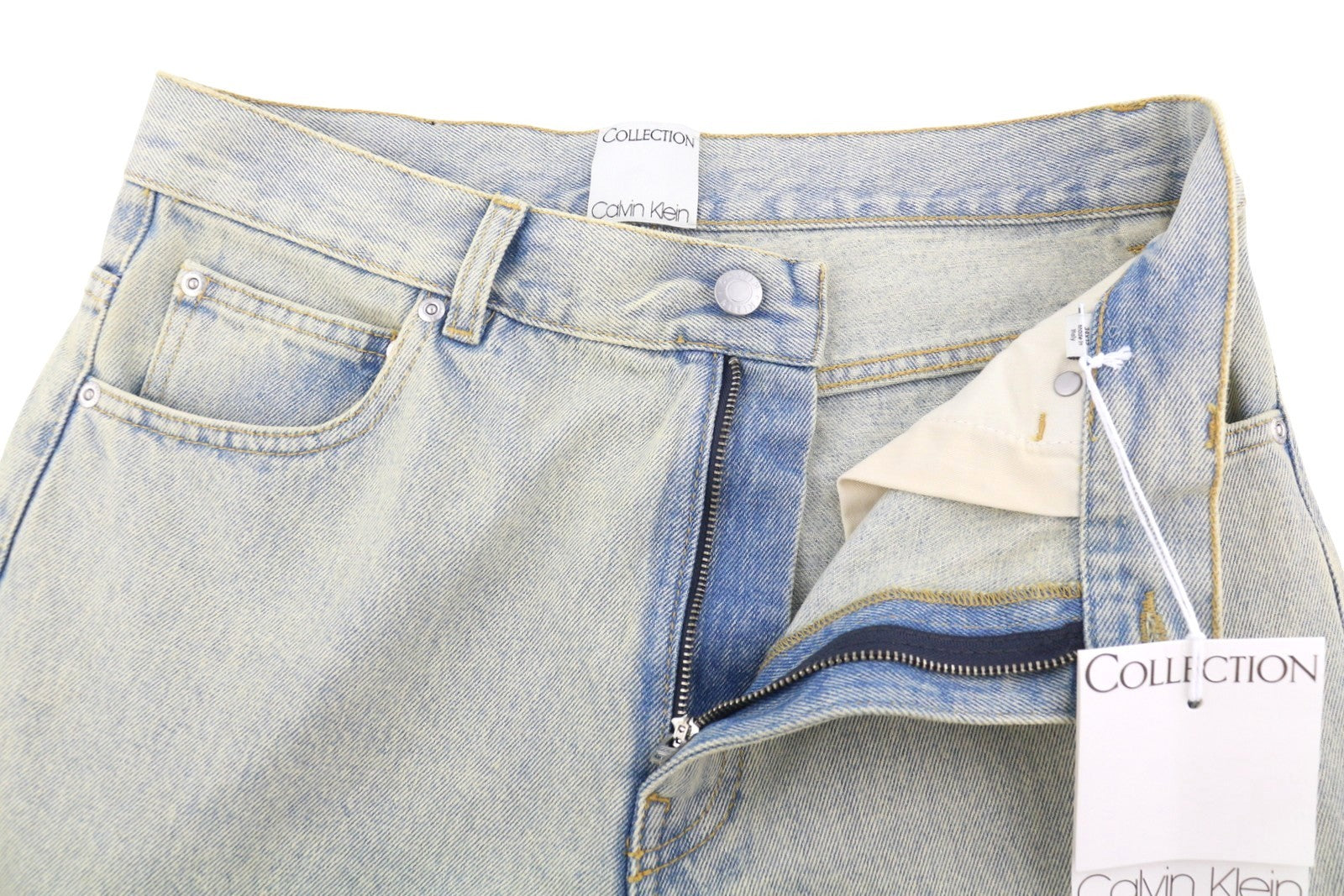 CALVIN KLEIN COLLECTION Men Jeans W34/L32 Blue Faded Aged Look Relaxed Denim