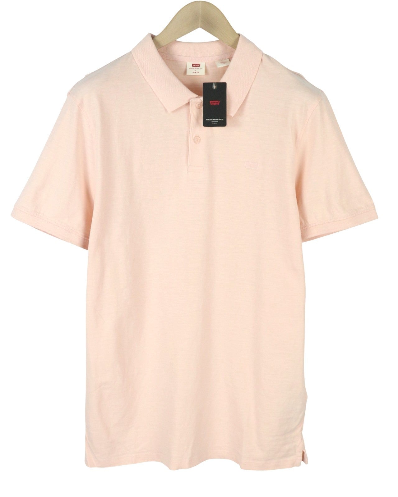 LEVI'S Slim Fit Men Polos L Light Pink Cotton Short Sleeved Casual