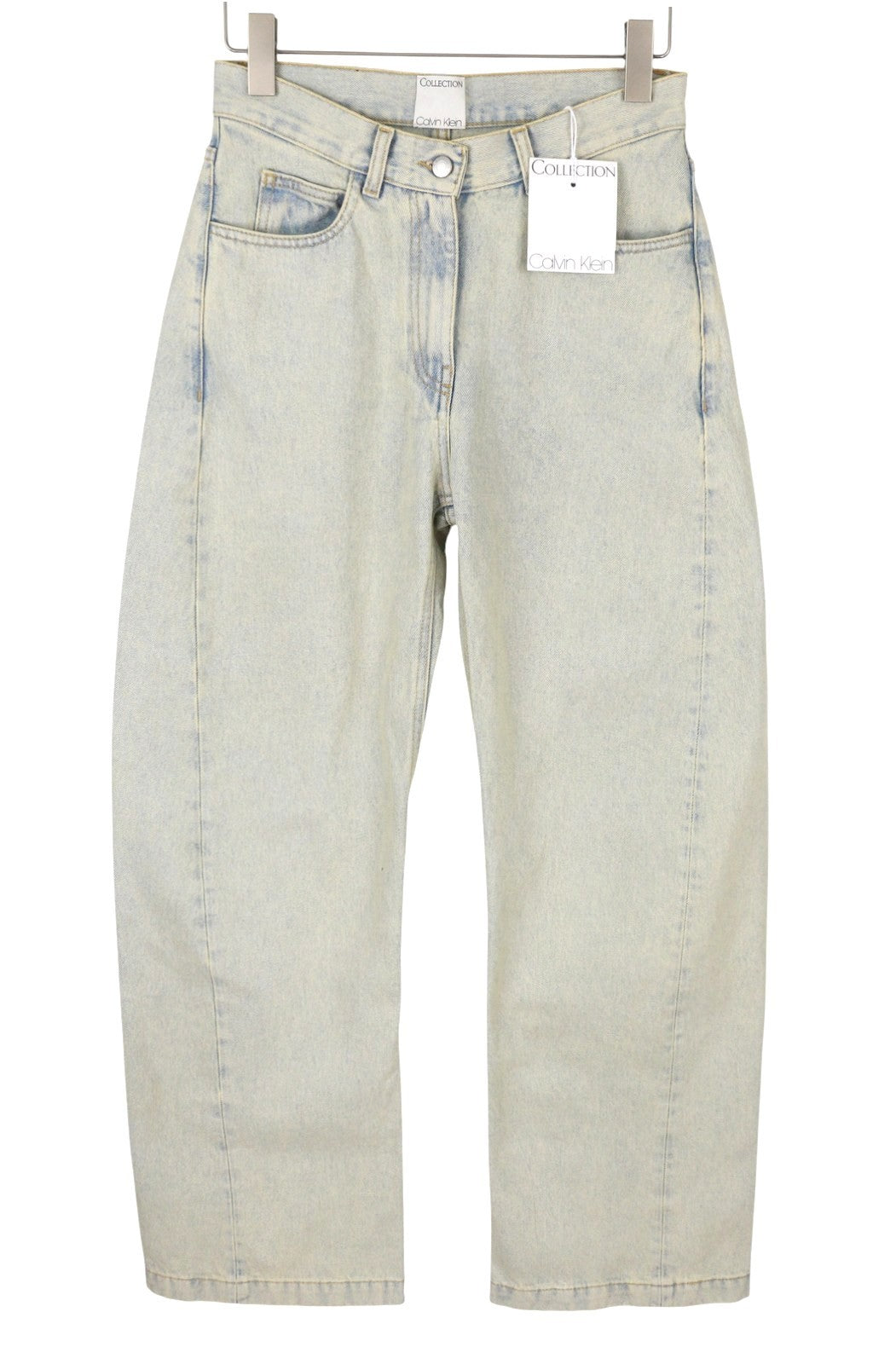 CALVIN KLEIN COLLECTION Women Jeans W26/L32 Light Blue Faded Wide Relaxed RRP491