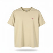 LEVI'S Standard Men T-Shirt 2XL Beige Cotton Tricot Crew Neck Short Sleeve