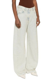 CALVIN KLEIN COLLECTION Women Jeans W25/L32 Light Blue Faded Wide Relaxed RRP491