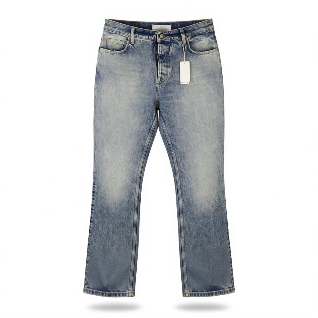 GUESS USA Gudl Men Jeans W32/L32 Blue Whiskers Faded Bootcut Button Fly RRP380