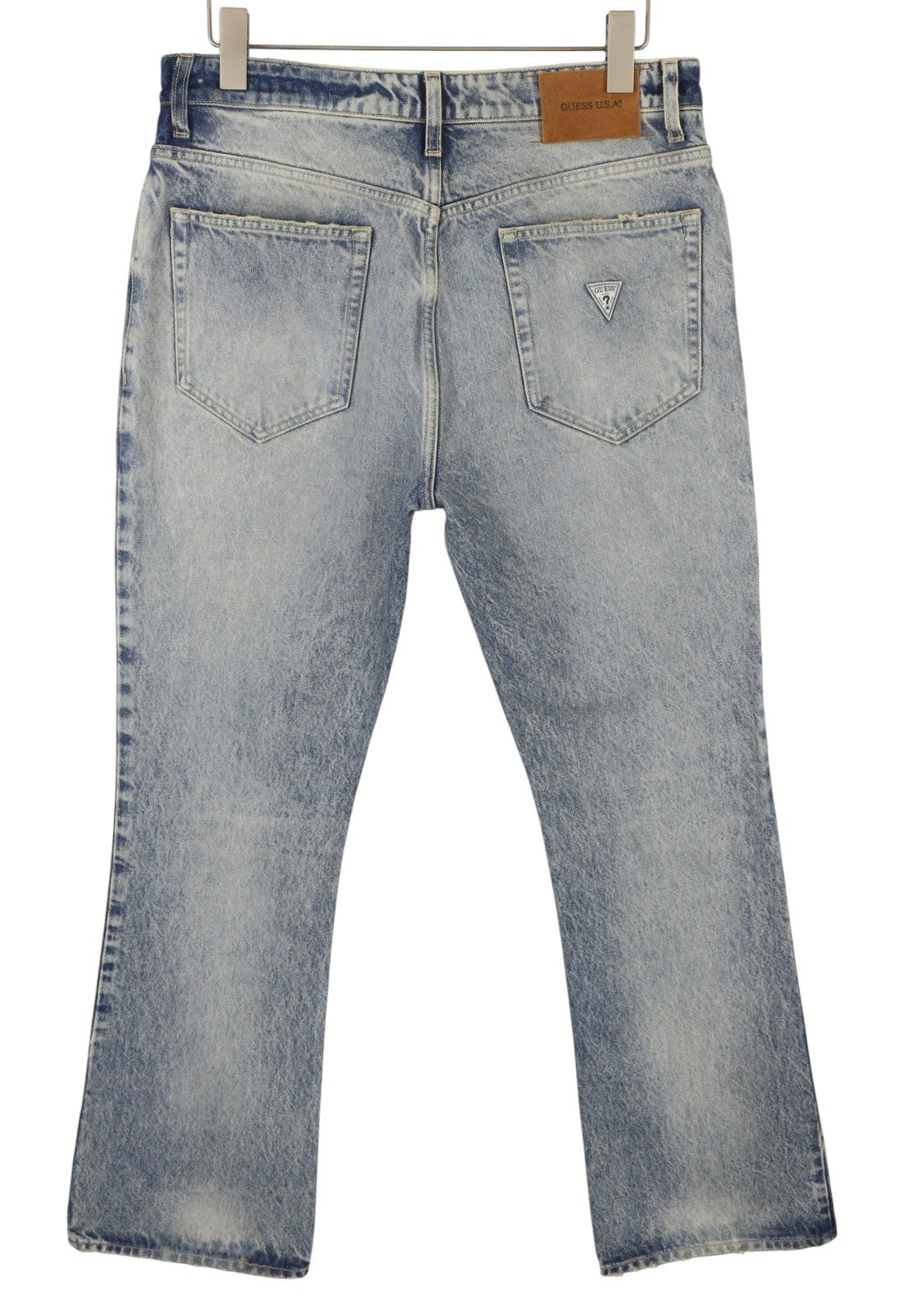 GUESS USA Gudl Men Jeans W32/L32 Blue Whiskers Faded Bootcut Button Fly RRP380