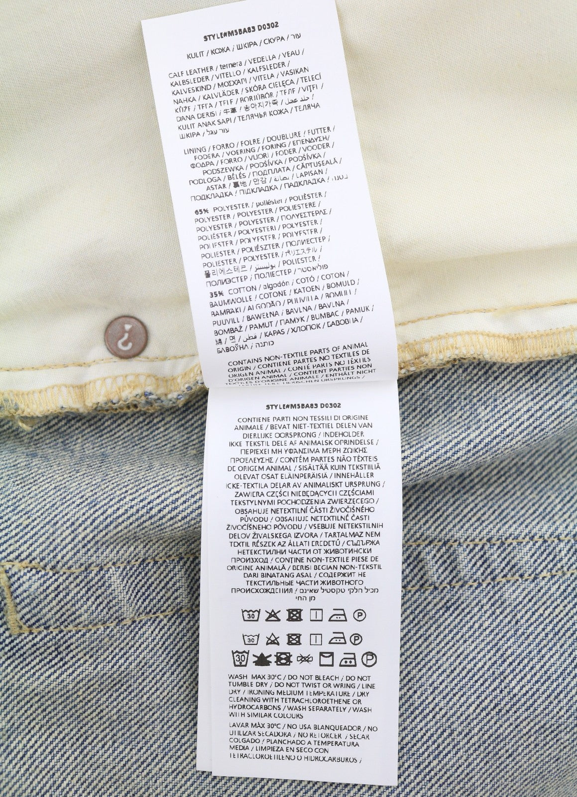 GUESS USA Men Jeans W33 Blue Whiskers Faded Relaxed Fit Button Fly Denim