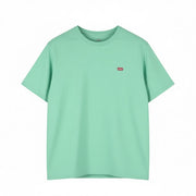 LEVI'S Standard Men T-Shirt 2XL Green Tricot Cotton Crew Neck Short Sleeve