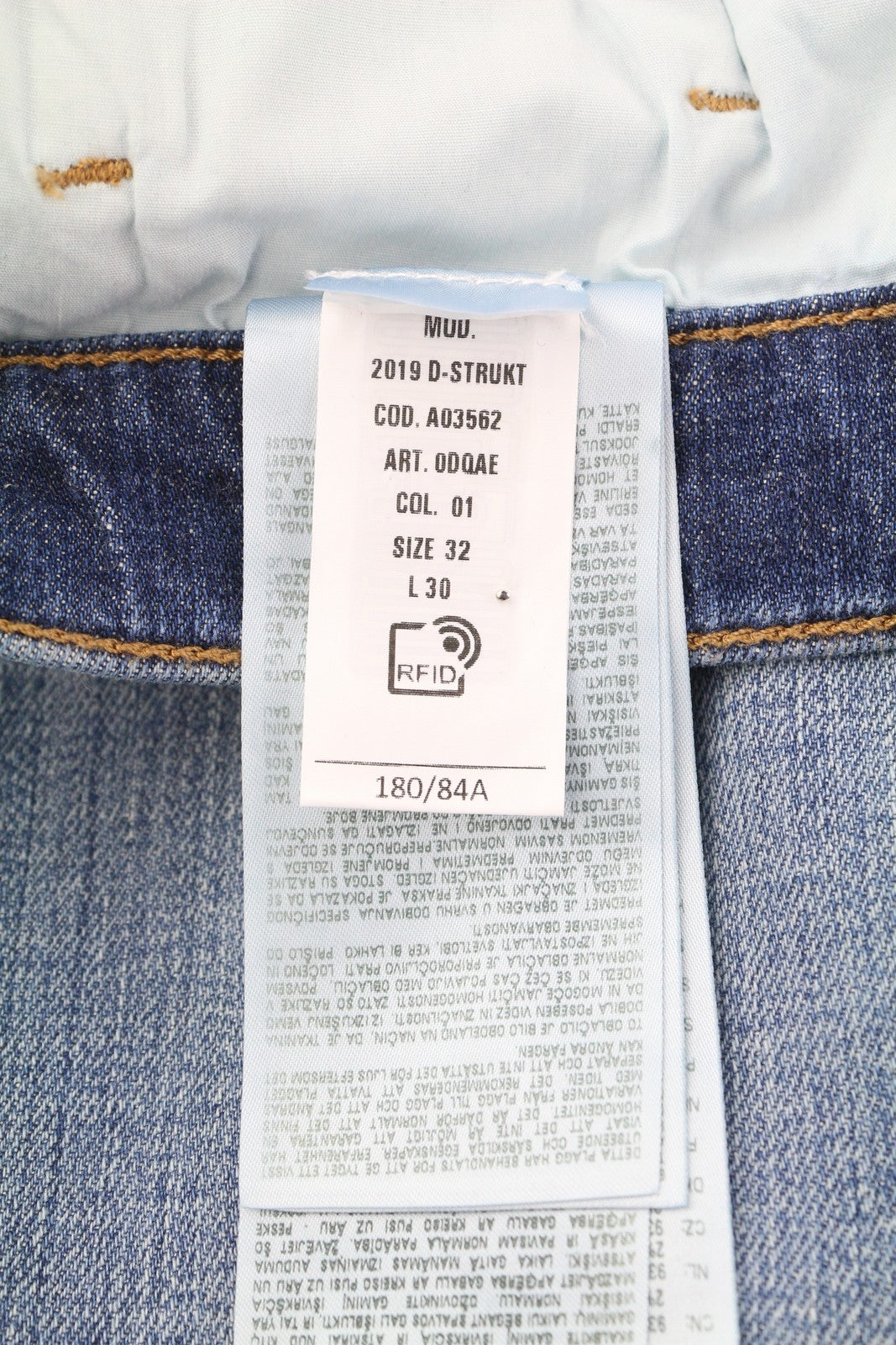 DIESEL 2019 D-Strukt 0DQAE Men's W32/L30 Slim Blue Fade Zip Fly Denim RRP175