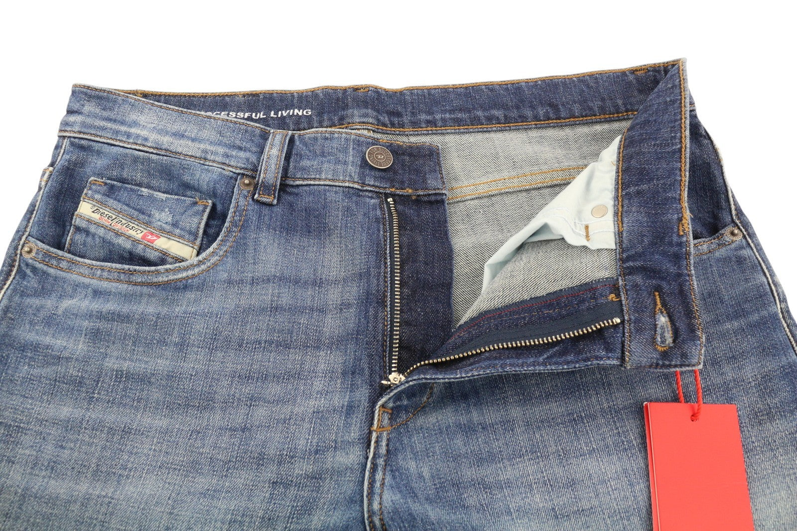 DIESEL 2019 D-Strukt 0DQAE Men's W32/L30 Slim Blue Fade Zip Fly Denim RRP175