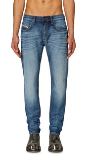 DIESEL 2019 D-Strukt 0DQAE Men's W33/L34 Slim Fit Blue Faded Zip Denim RRP175