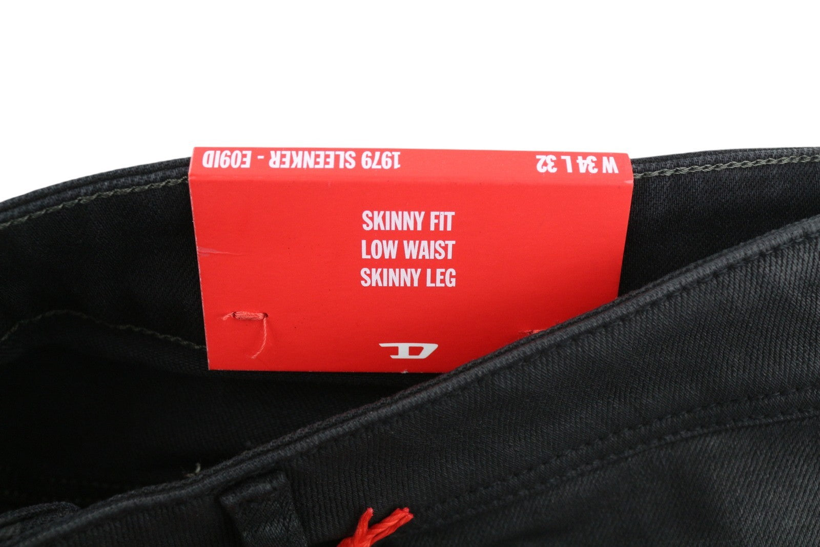 DIESEL 1979 Sleenker E09ID Men's W34/L32 Shiny Coated Black Slim Zip RRP225