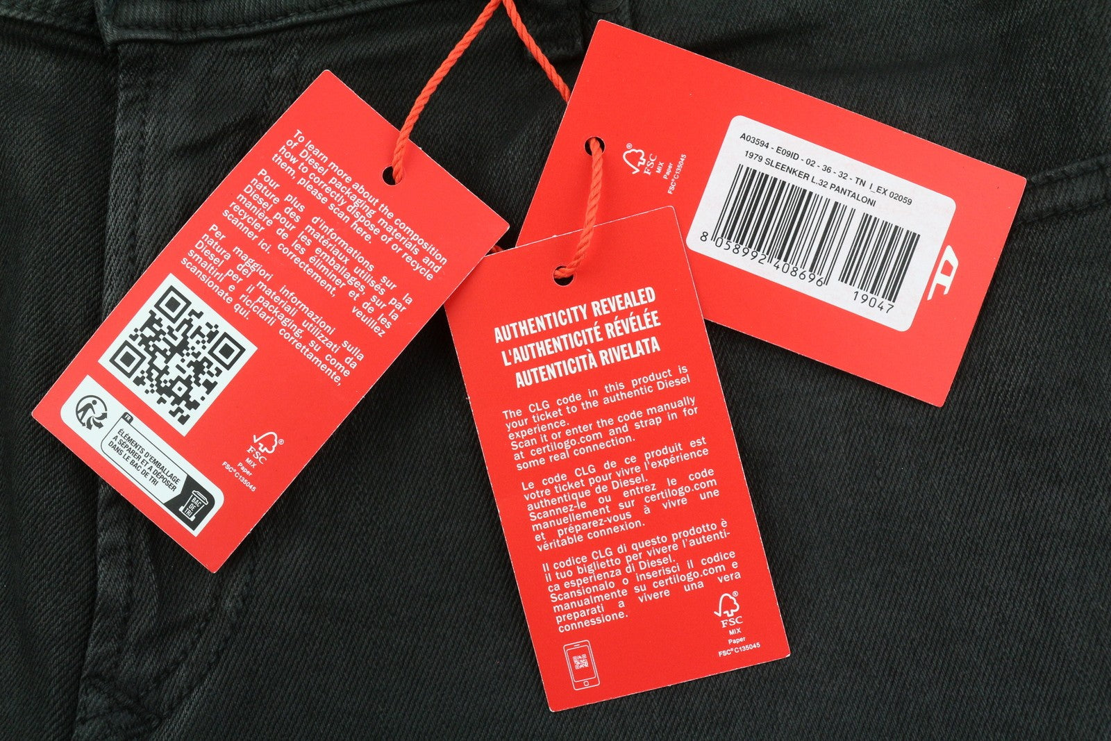 DIESEL 1979 Sleenker E09ID Men's W36/L32 Black Coated Slim Zip Fly Shiny RRP225