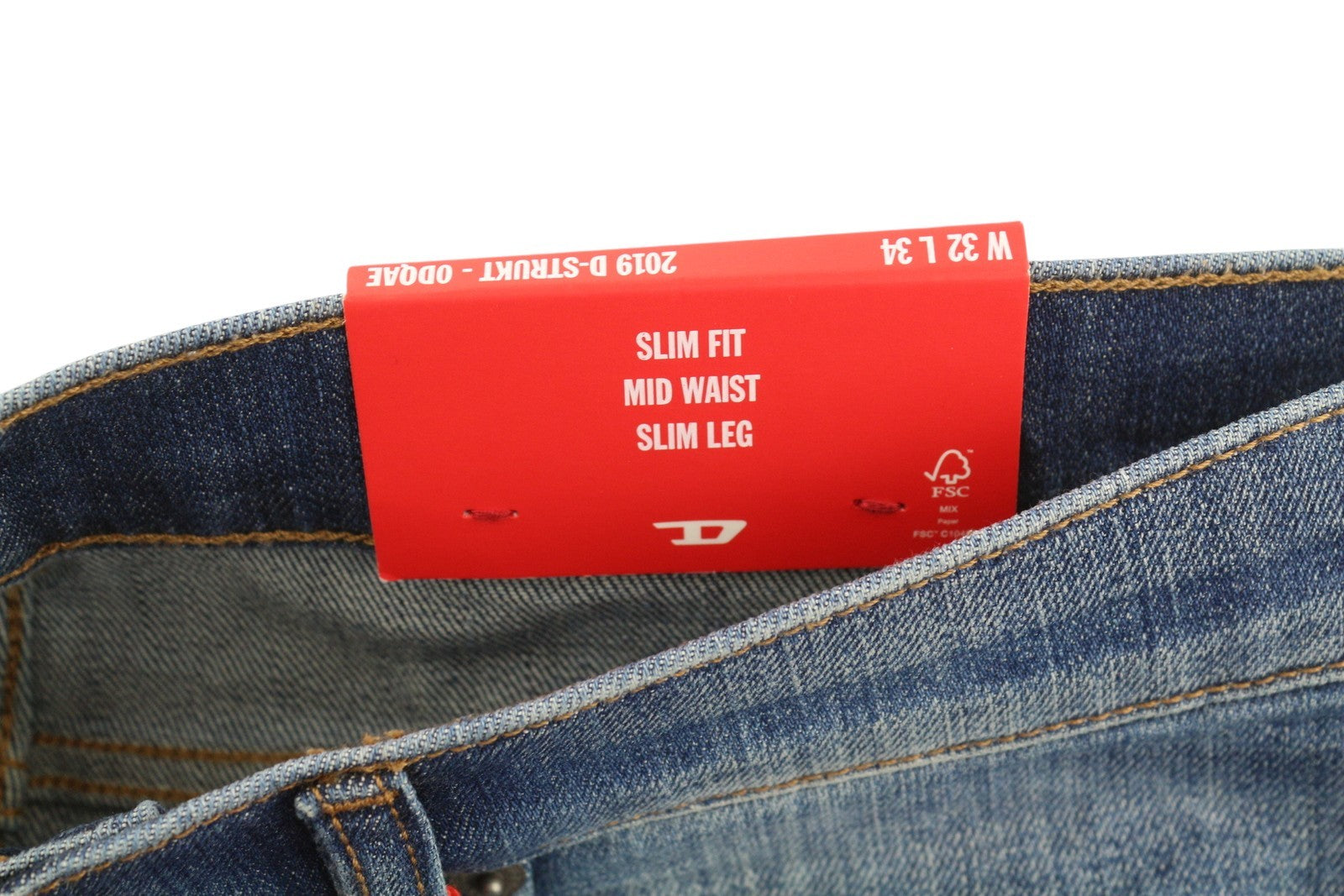 DIESEL 2019 D-Strukt 0DQAE Men's W32/L34 Slim Blue Faded Denim Zip Fly RRP175