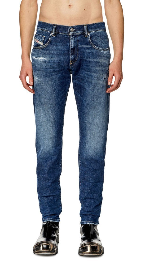 DIESEL 2019 D-Strukt E9B90 Men W36/L32 Slim Blue Denim Distressed Faded RRP250