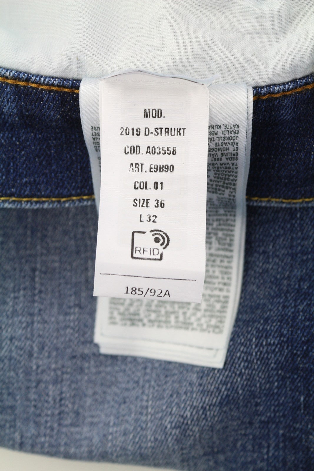 DIESEL 2019 D-Strukt E9B90 Men W36/L32 Slim Blue Denim Distressed Faded RRP250