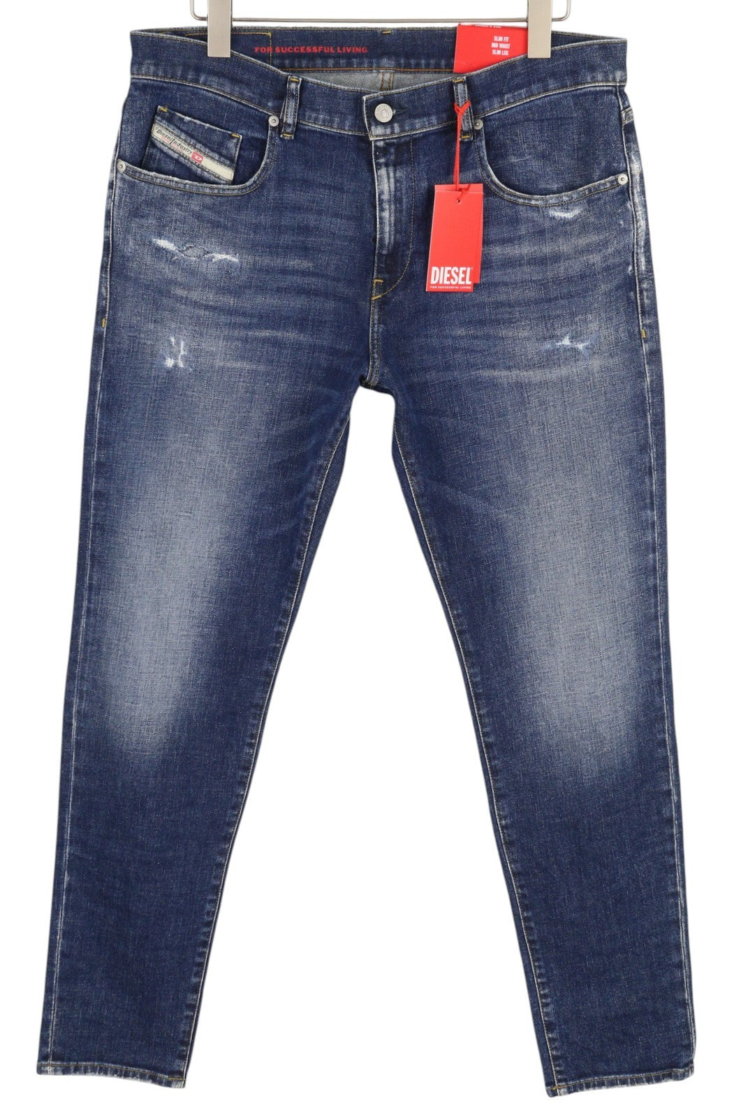 DIESEL 2019 D-Strukt E9B90 Men W36/L32 Slim Blue Denim Distressed Faded RRP250