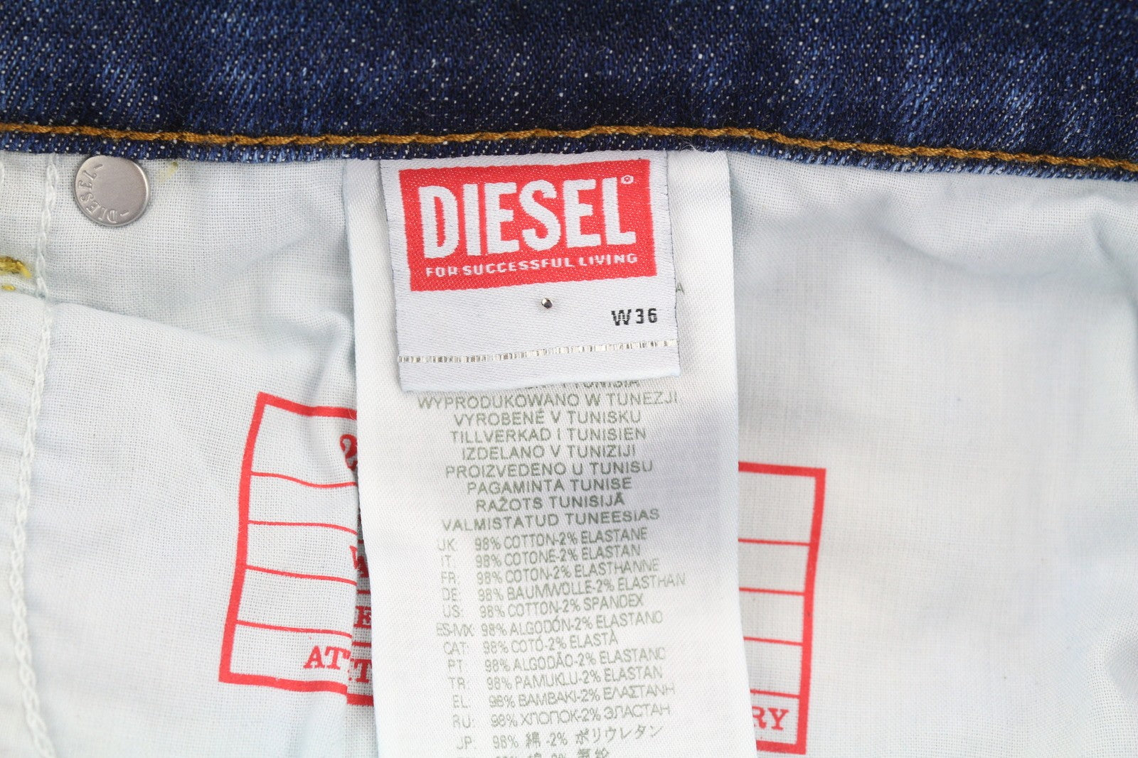 DIESEL 2019 D-Strukt E9B90 Men W36/L32 Slim Blue Denim Distressed Faded RRP250