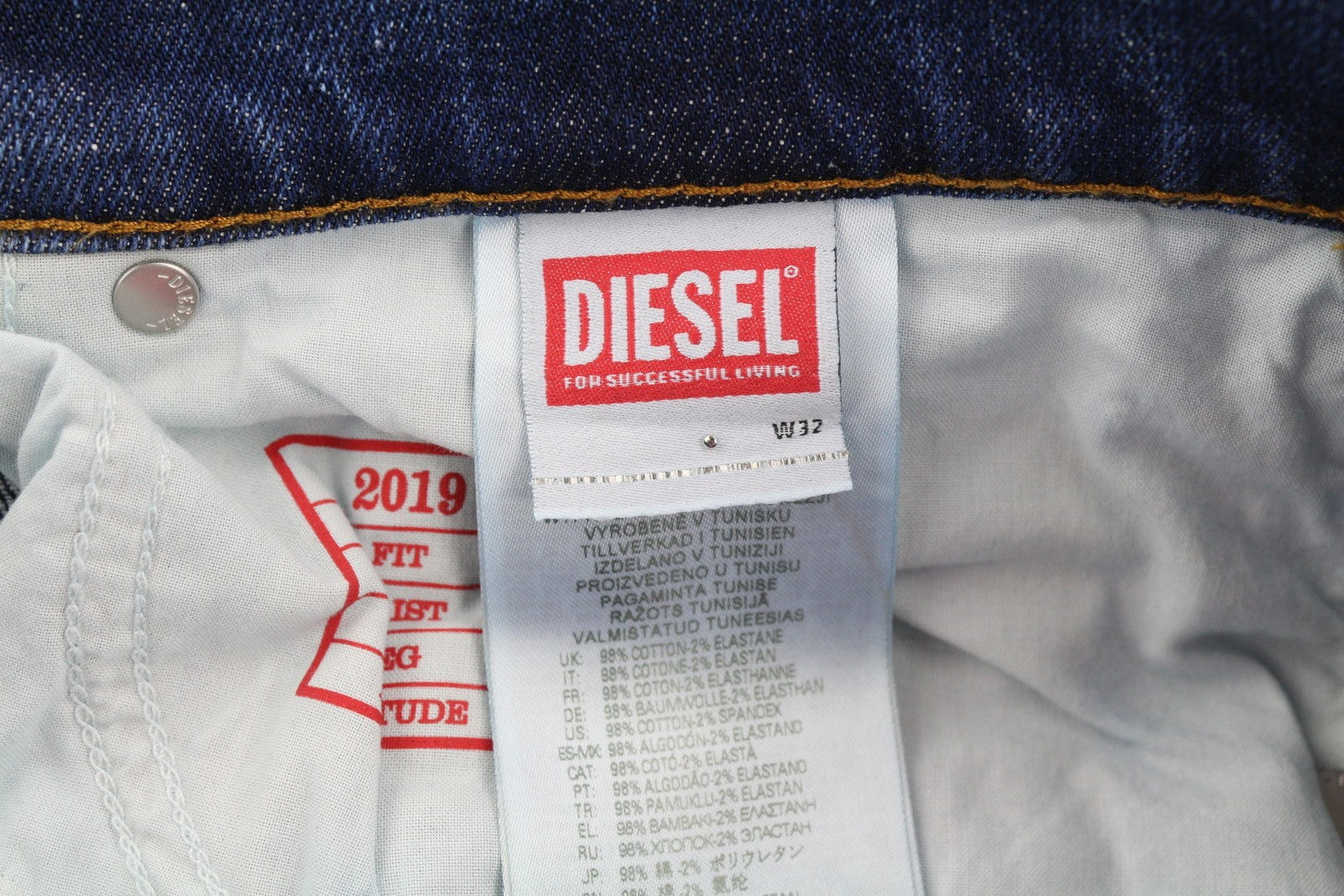 DIESEL 2019 D-Strukt E9B90 Men W32/L30 Slim Blue Distressed Faded Denim RRP250