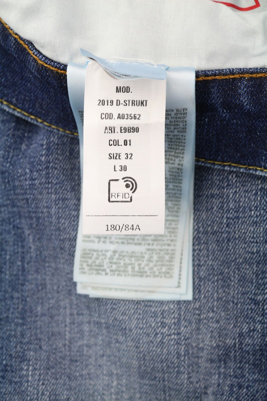 DIESEL 2019 D-Strukt E9B90 Men W32/L30 Slim Blue Distressed Faded Denim RRP250