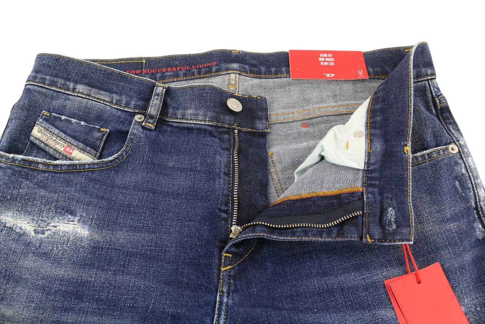 DIESEL 2019 D-Strukt E9B90 Men W32/L30 Slim Blue Distressed Faded Denim RRP250