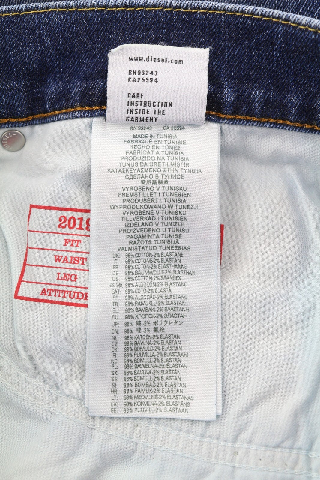 DIESEL 2019 D-Strukt E9B90 Men W32/L30 Slim Blue Distressed Faded Denim RRP250