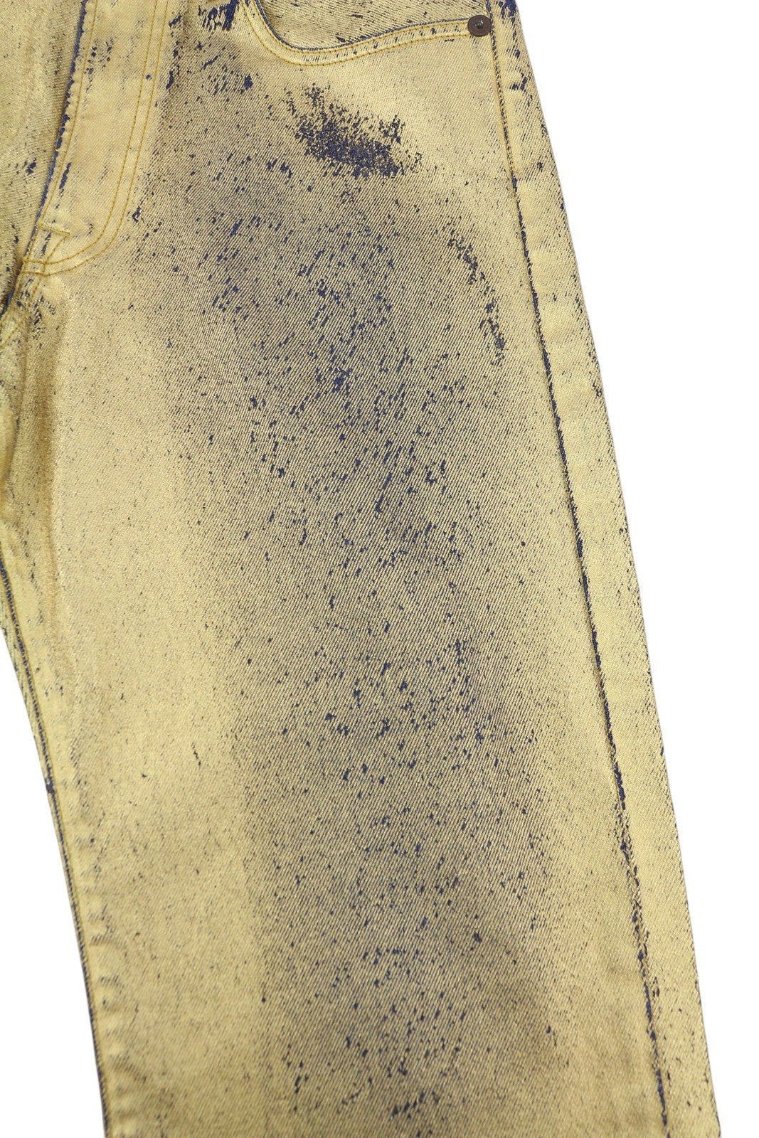 R13 Boyfriend Women Jeans 27 Vintage Gold Indigo Shiny Glitter Zip Fly