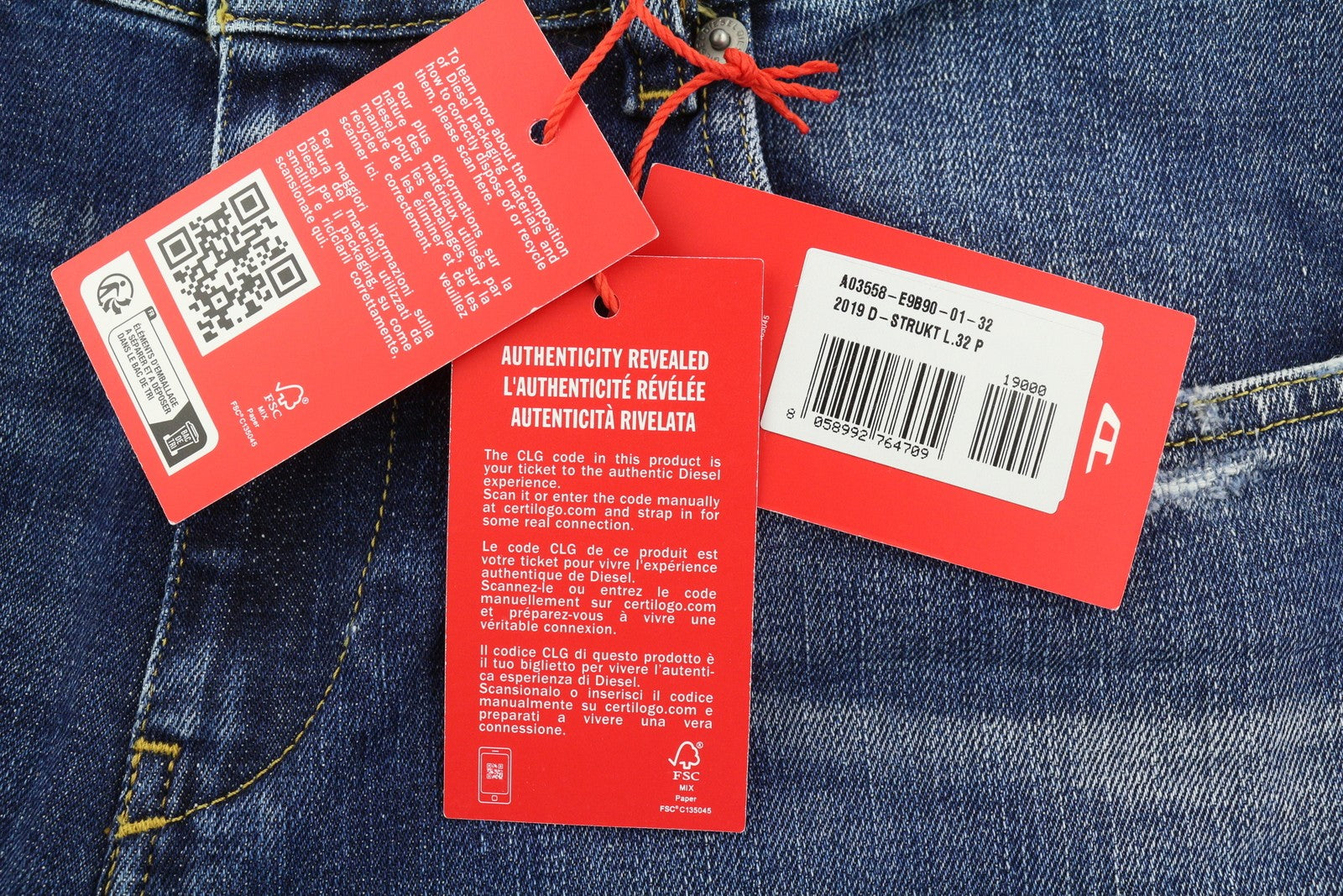 DIESEL 2019 D-Strukt E9B90 Men W32/L32 Slim Fit Blue Distress Fade Jeans RRP250