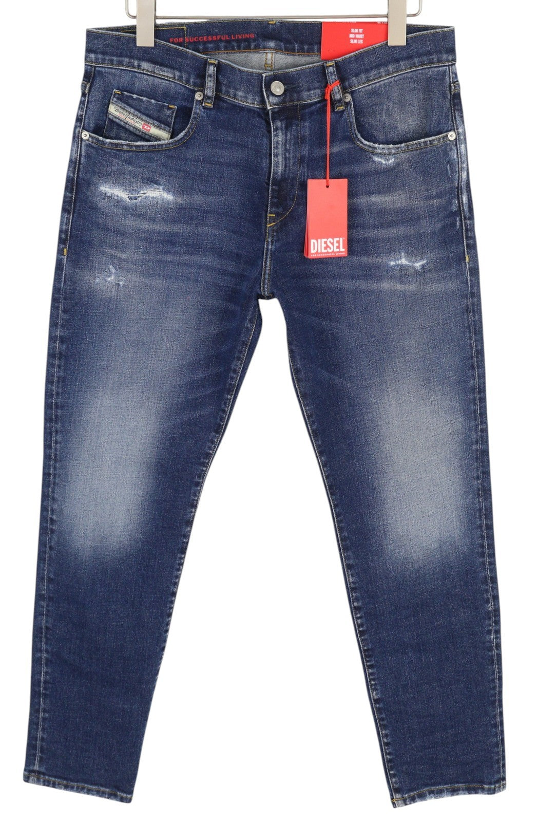 DIESEL 2019 D-Strukt E9B90 Men W33/L32 Slim Blue Fade Distressed RRP250