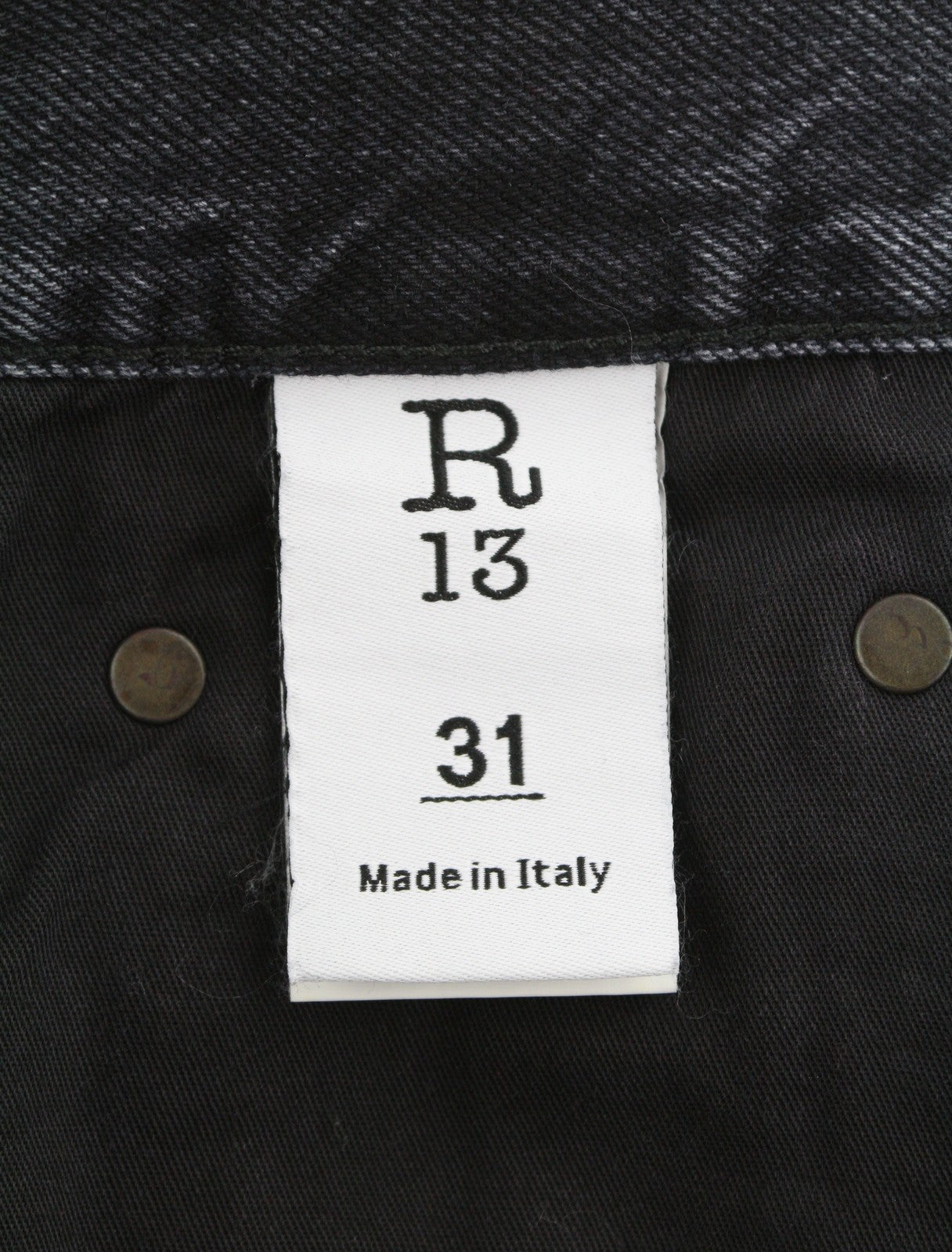 R13 Boyfriend Women Jeans 31 Jake Black Whiskers Faded Distress Ripped