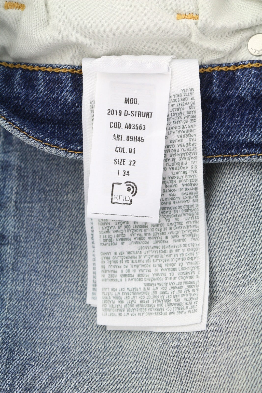 DIESEL 2019 D-Strukt 09H45 Men's W32/L34 Slim Fit Blue Faded Distressed RRP250