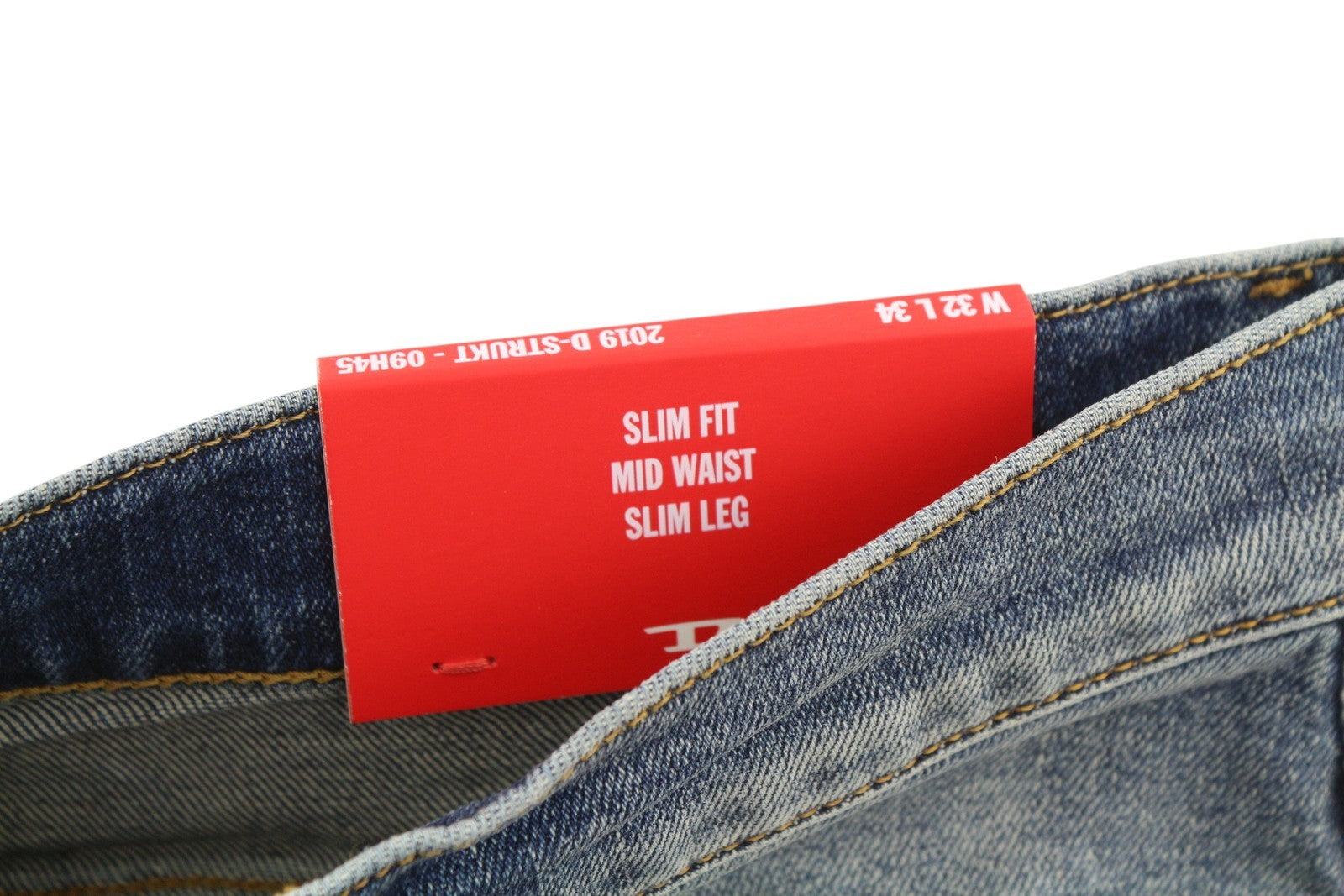 DIESEL 2019 D-Strukt 09H45 Men's W32/L34 Slim Fit Blue Faded Distressed RRP250