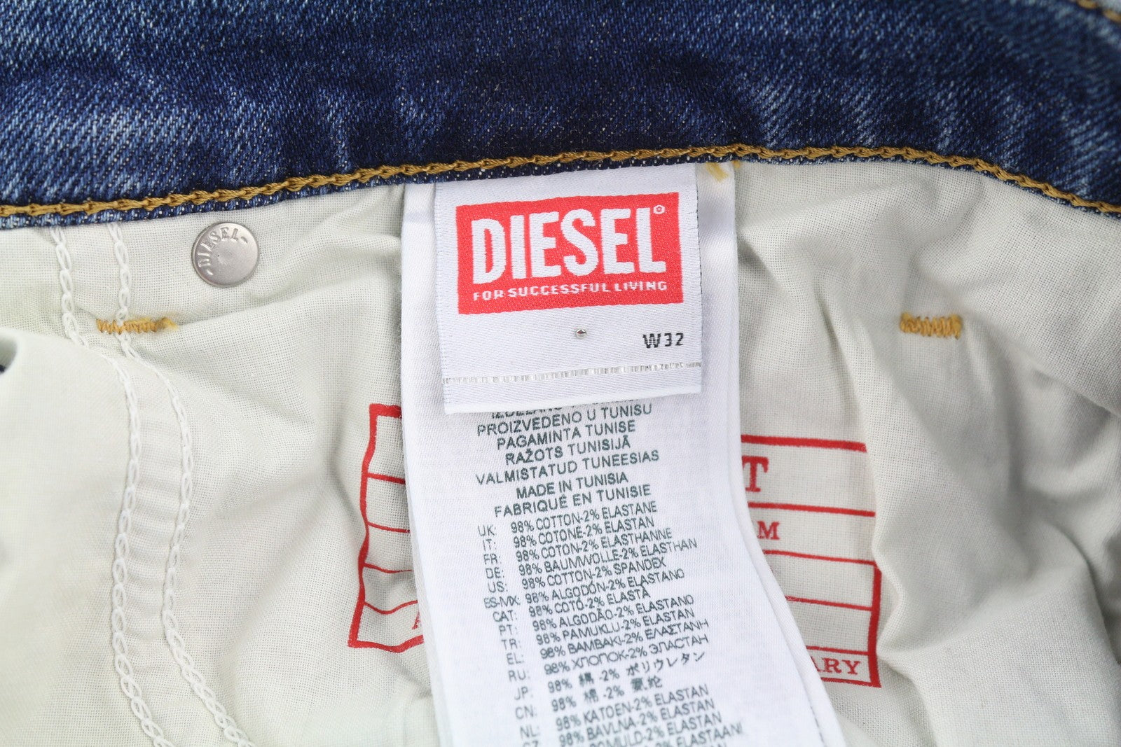 DIESEL 2019 D-Strukt 09H45 Men's W32/L34 Slim Fit Blue Faded Distressed RRP250