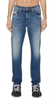 DIESEL 2019 D-Strukt 09H45 Men W33/L34 Slim Faded Blue Denim Distressed RRP250